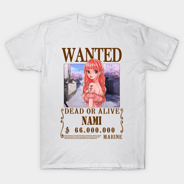 Nami One Piece Wanted T-Shirt by Teedream